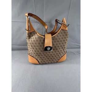 Dooney & Bourke Signature Crescent Shoulder Bag Classic VTG Y2K Leather Jacquard